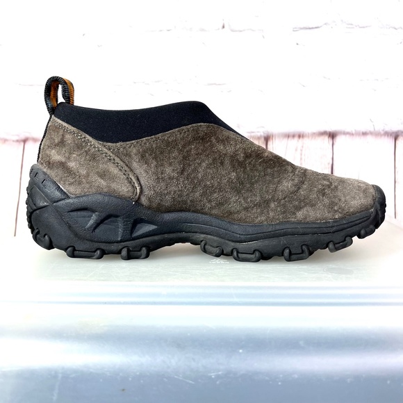 🚫SOLD! |•MERRELL•| Brown Suede Leather & Black Slip On Heavy Tread Shoes - Picture 6 of 10